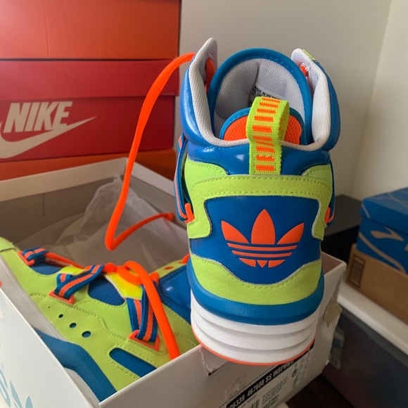 adidas Neon Green and Blue High-Tops - Picture 4 of 8